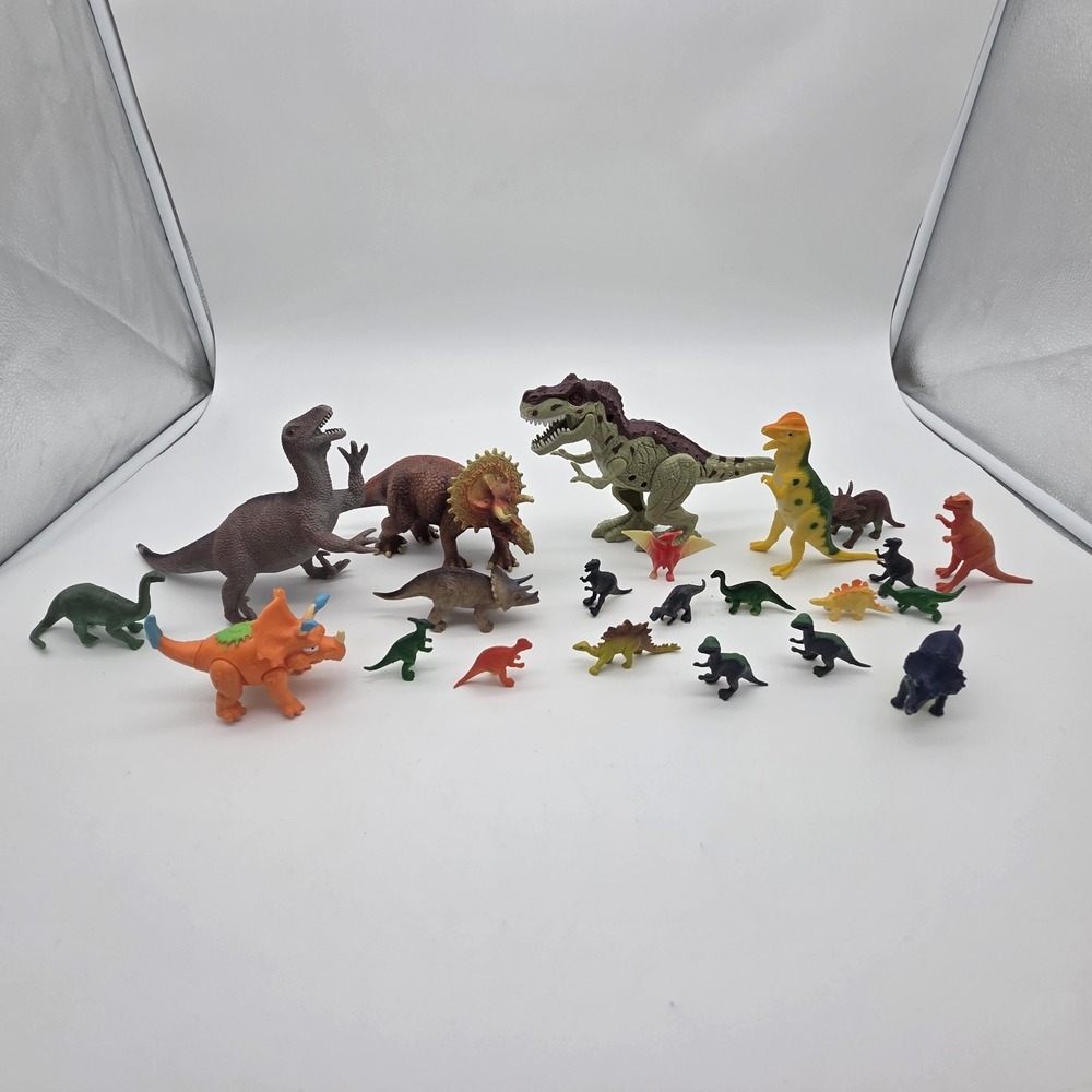 Assorted Large & Mini Plastic Dinosaur Lot Jurassic Toy Figures T Rex Raptor